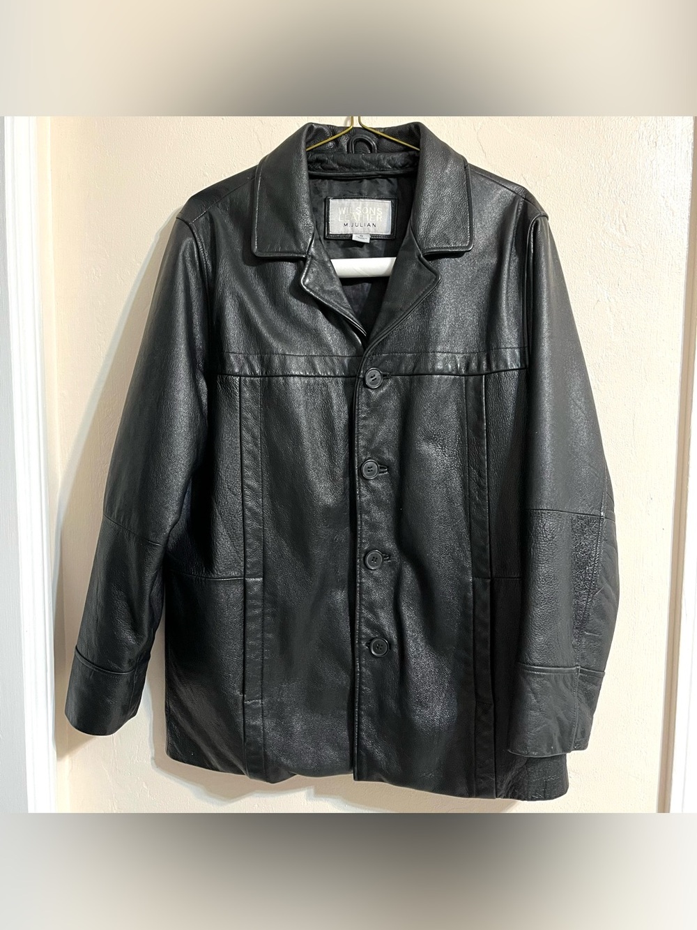 Black Leather Button-Up Men’s Jacket Wilson Small